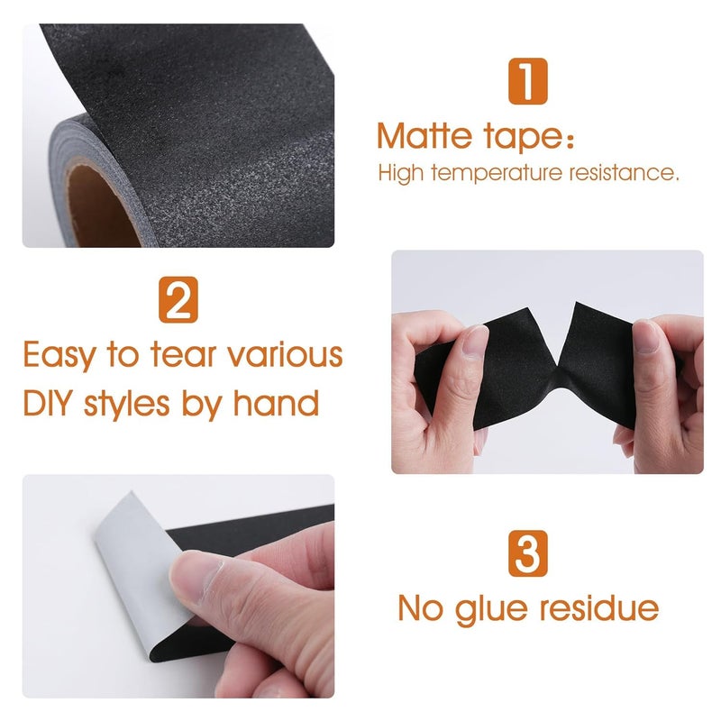 THAMIAO 2Inch Wide Self-Adhesive Matte Book Binding Tape - 33 FT Black Cloth Tape | for Repairing/Reinforcing/Protecting Old & Antique Books, Cable Management & Packaging (Black White) - Image 3